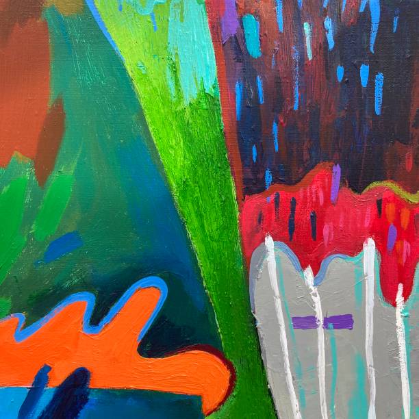 istock Abstract bright painting texture. Modernist art with vibrant color spots. Modern geometric style. 2150952461