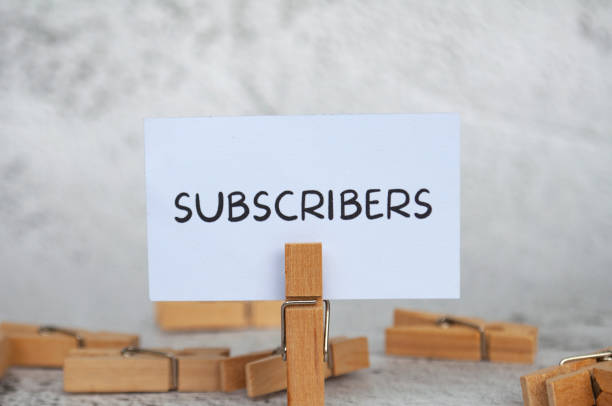 istock Subscribers text on standing yellow paper. Lead generation concept. 2150962235