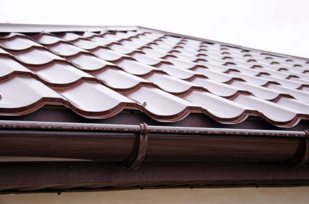 istock Corrugated metal roof tile and gutter 2150965477