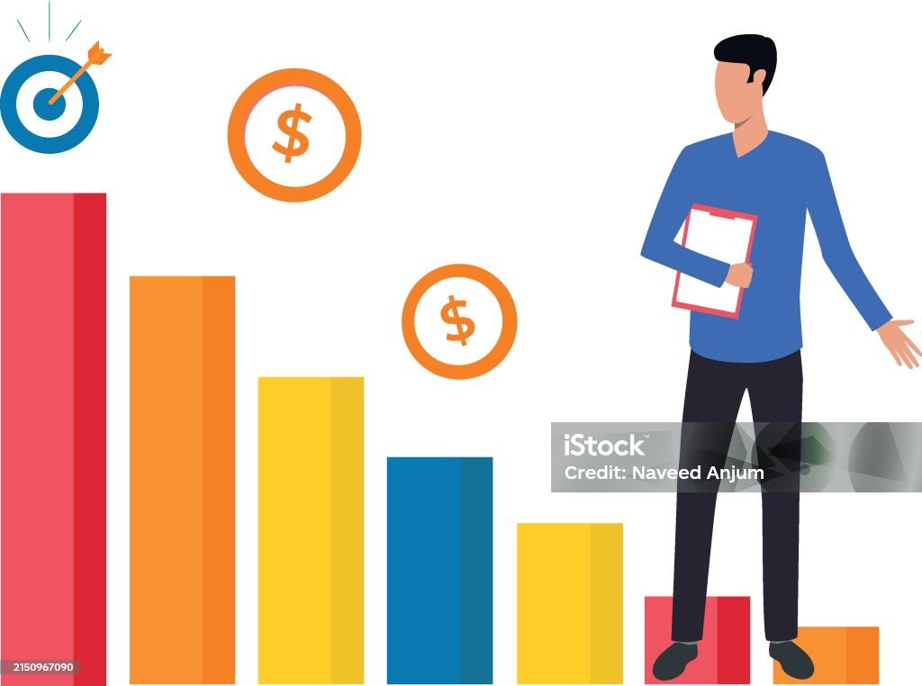 Product Target Graph Boy Looking At Business Graph Target Stock Illustration - Download ...
