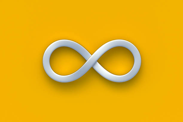 istock Infinity symbol on orange background. Eternal loop. Endless line. Unlimited future. Boundless strip in shape of 8. Top view. 3d render 2150968137