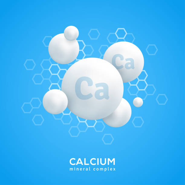Mineral Ca white molecule Mineral Ca white molecule. Calcium icon, pill capcule. Vitamin complex health formula . Pearl drop sign. Meds heathcare banner, cover or poster. Vector illustration. Medical food supplement concept dairy product stock illustrations