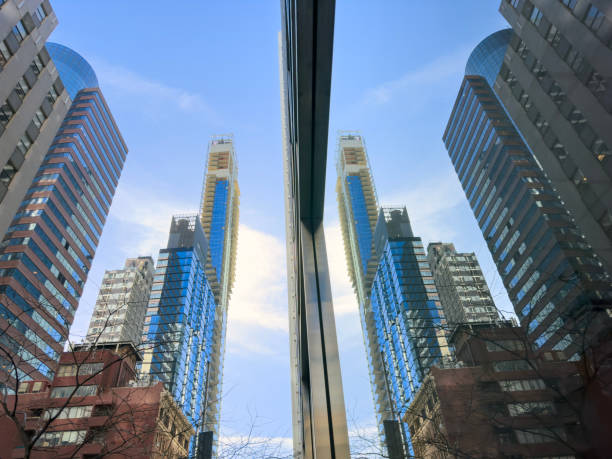 Modern building detail and reflections in New York City