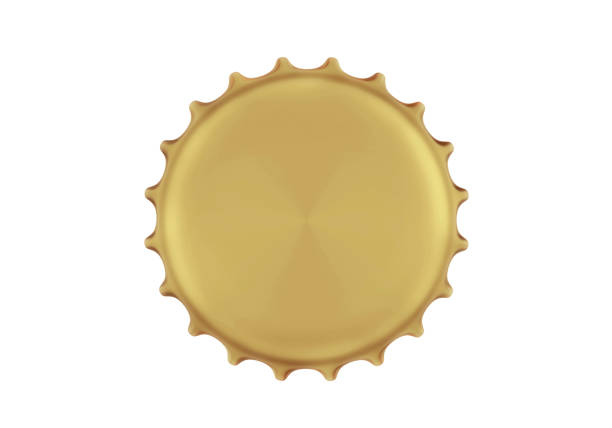 istock Golden bottle cap isolated on white background 2150973814
