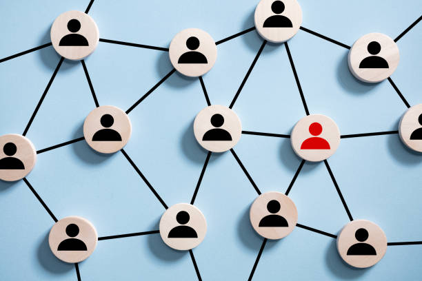 istock Networking and social media wood discs and people icons 2150975345