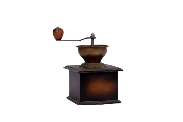 Cezve and coffee grinder with copy space