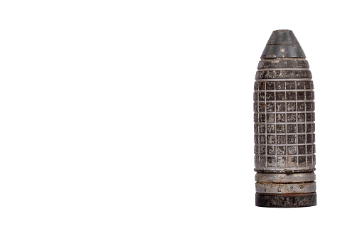 Vintage Russian D-32 Rifle Grenade on White Background - Military Collectible