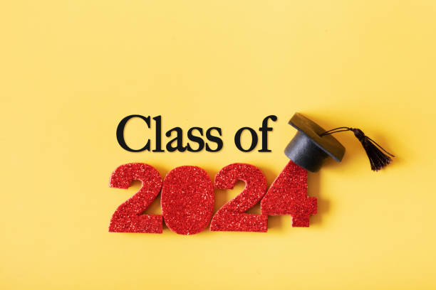 istock Red glitter number 2024 with graduated cap and Class of text. Class 2024 concept 2150978048