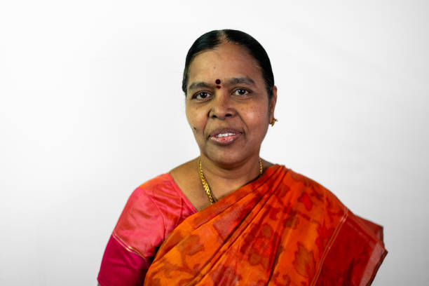 istock South Indian Woman Smiling on White Background 2150978495