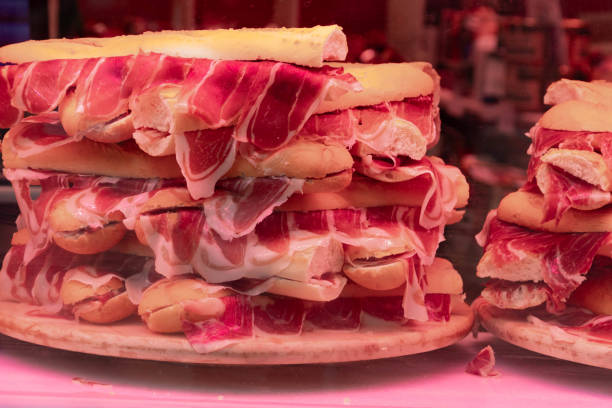 istock Tray of ham sandwiches in bar window 2150978639