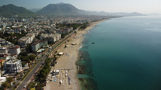 Aerial view of Cleopatra Beach. Alanya Antalya