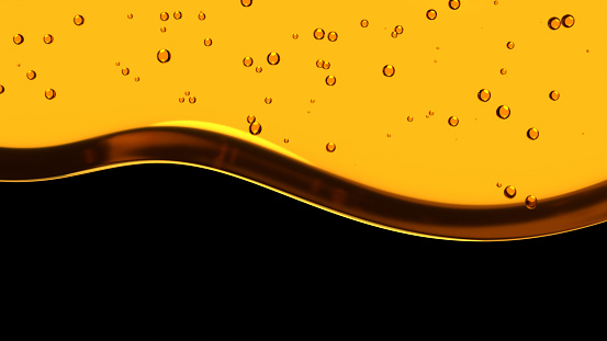 Bright honey flow on dark background. 3d render