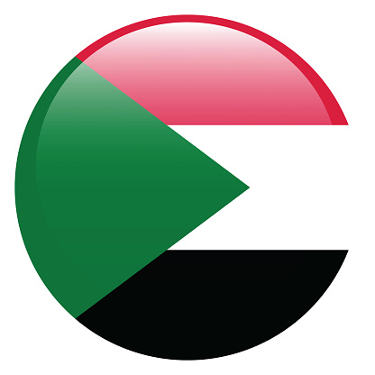 Sudan flag. Sudanese flag. Flag icon. Standard color. Circle icon flag. Computer illustration. Digital illustration. Vector illustration.