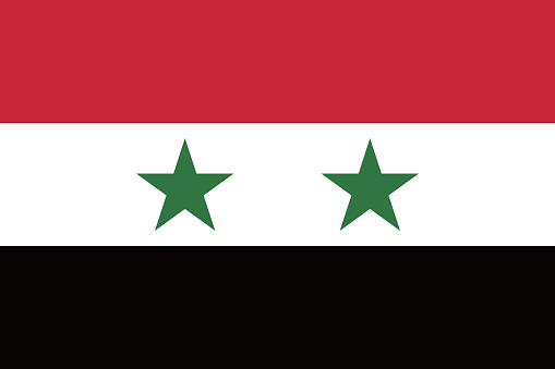 Syria flag. Flag icon. Standard color. Standard size. A rectangular flag. Computer illustration. Digital illustration. Vector illustration.