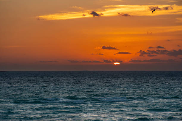 Beautiful sunrise on the beach over Atlantic Ocean, Cayo Coco, Cuba
