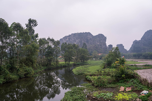 Karst formations and  river, Ninh Binh province, Vietnam