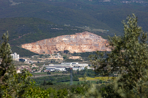General view of a stone mine in the forest