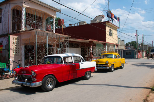 Vintage classic American old timer car in town of Moron Cuba