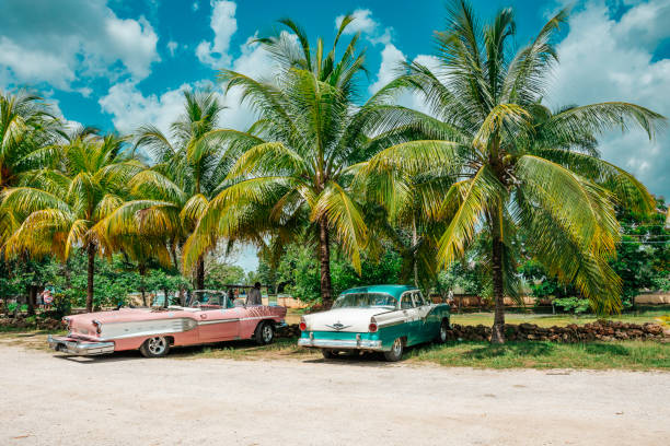 Vintage classic American old timer car in town of Moron Cuba