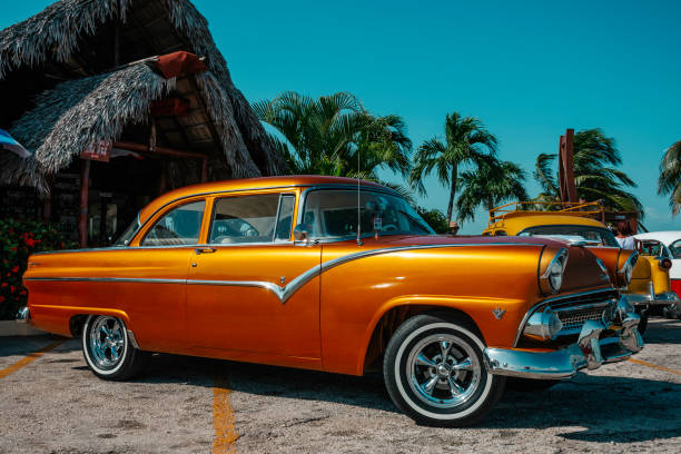 Vintage classic American old timer car in town of Moron Cuba