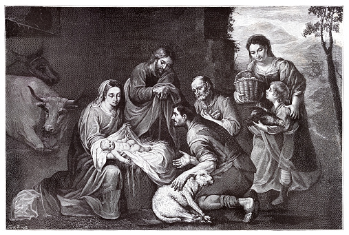 Christmas scene 1897
by Murillo at Pinacoteca Vativano ( The adoration of the shepherds )
Original edition from my own archives
Source : Natura ed Arte 1897