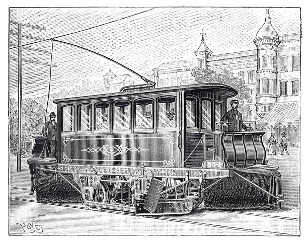 istock Tramway cleaning the street and the railway 1897 2150991841