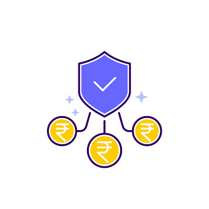 insurance claim money, payments icon with rupee