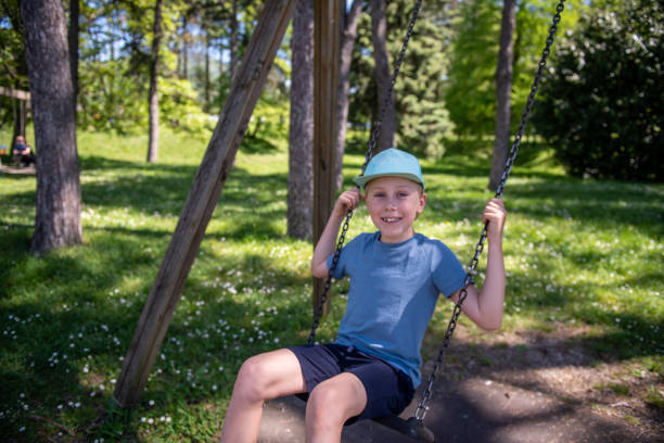 Child swings on a swing