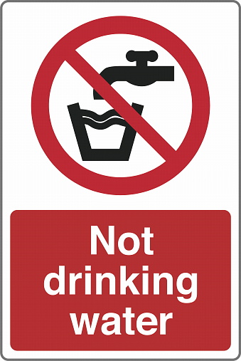 Safety warning prohibition signs icon pictogram symbol registered with text Not drinking water