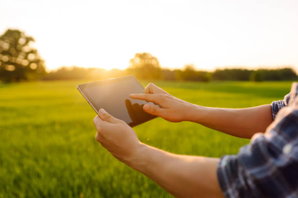 istock Digital tablet in the hands of a young farmer. 2150998409