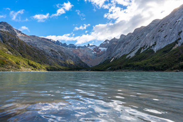 Esmerald Lagoon near Ushuaia Argentina stock photo
