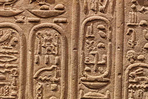 Old egyptian hieroglyphic carvings.