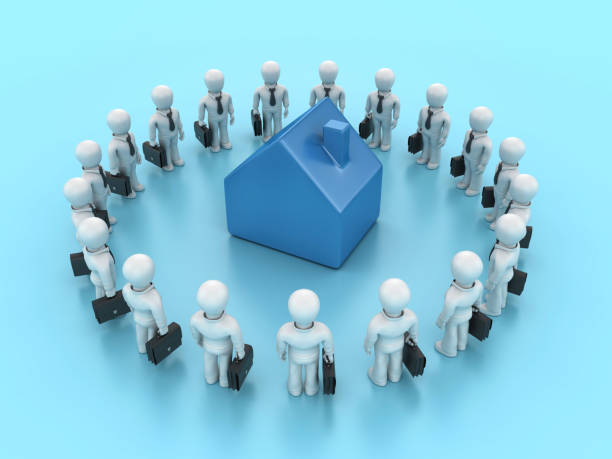 istock 3D House with Cartoon Teamwork People 2151009445