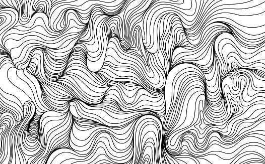 Abstract line shin lines wallpaper . Hand drawn smoke illustration. Ink painting hair style composition.