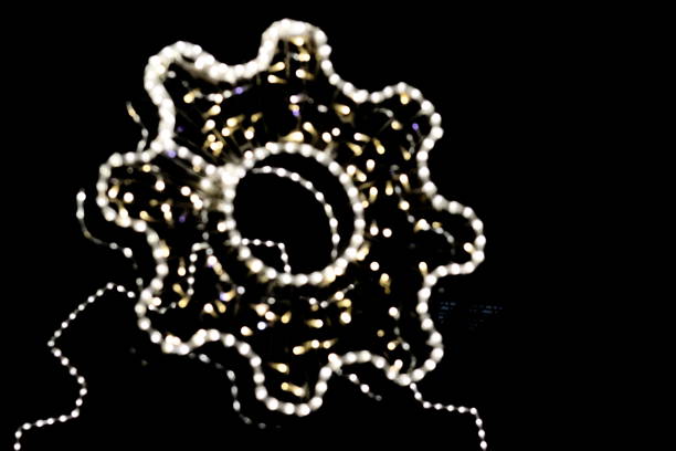 White lights on a black background, Christmas atmosphere