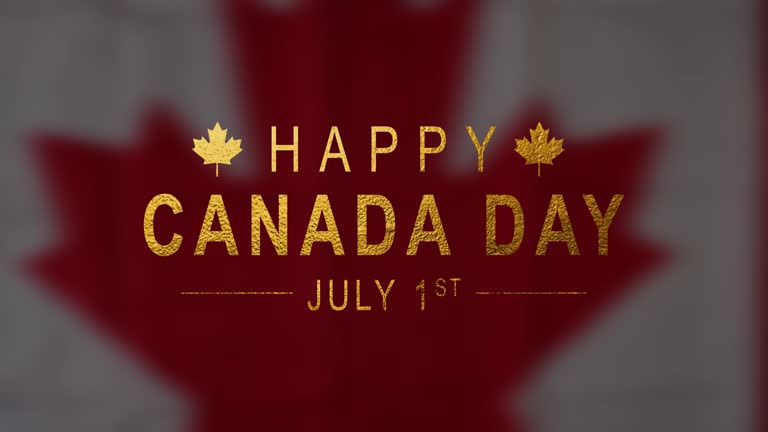 Happy Canada Day Animation text with fireworks. Suitable for celebrating Canada's birthday. Happy Canada Day 1st july Animated.