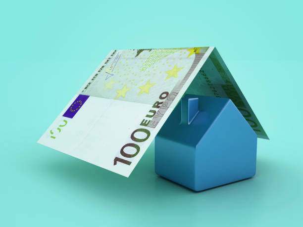 istock 3D House with Euro Bank Note Roof 2151013503