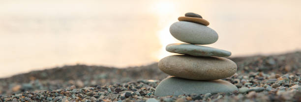 Pyramid of pebbles on the beach