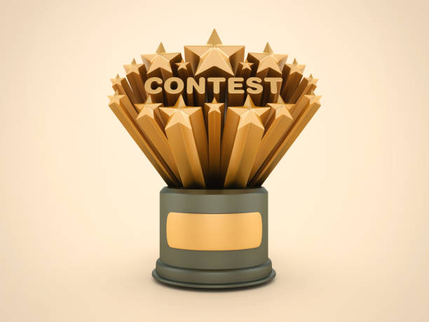istock Gold Stars with CONTEST Word on Trophy 2151021248