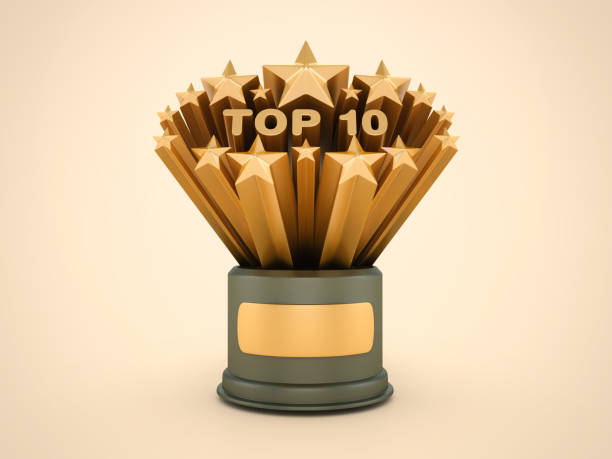 istock Gold Stars with TOP 10 Word on Trophy 2151021277