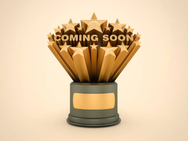 istock Gold Stars with COMING SOON Phrase on Trophy 2151021286