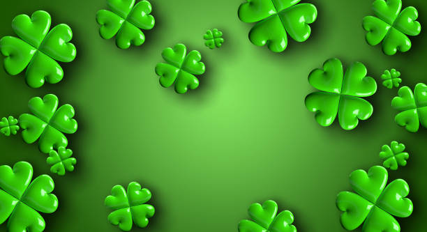 istock GREEN BACKGROUND WITH LUCKY 4 LEAF CLOVERS 2151026390
