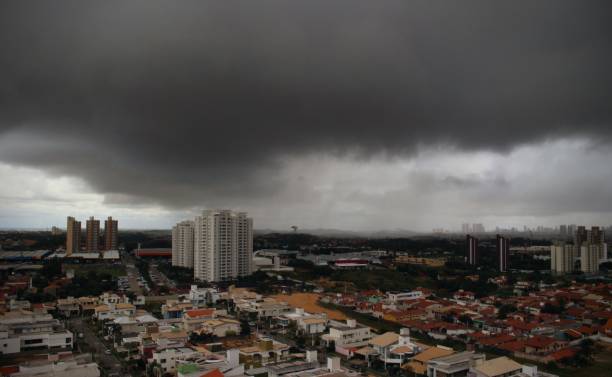 Natal, Rio Grande do Norte, Brazil. Heavy rain clouds. Storm cloud. City skyline.