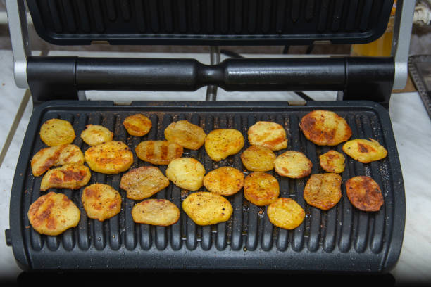 Vegetables cooking on a charcoal grill
