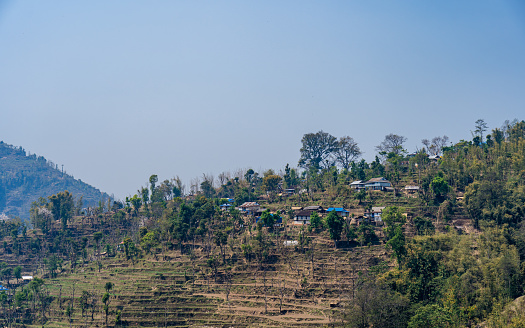 Landscape view of rural village in Nepal.