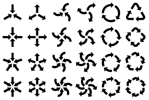 Diffused Shape Vector Illustration Set Of Concentrated Diffused And Rotating Arrows Of ...