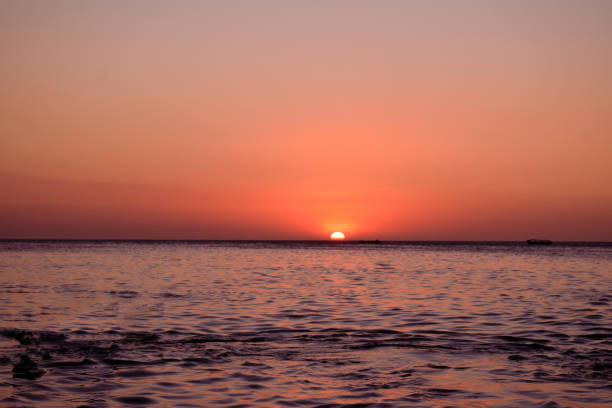 Relaxing sunset on the caribbean sea