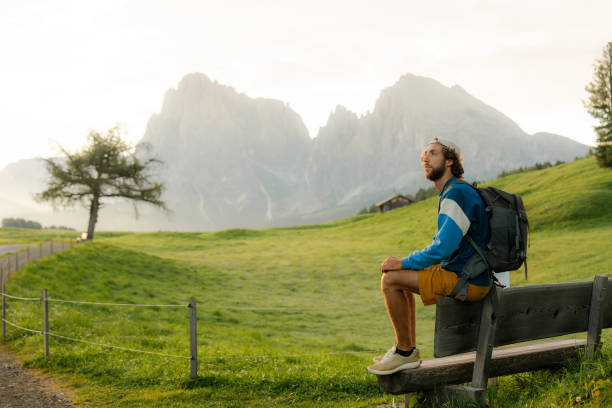 istock Man resting during the hike in Dolomites 2151044440