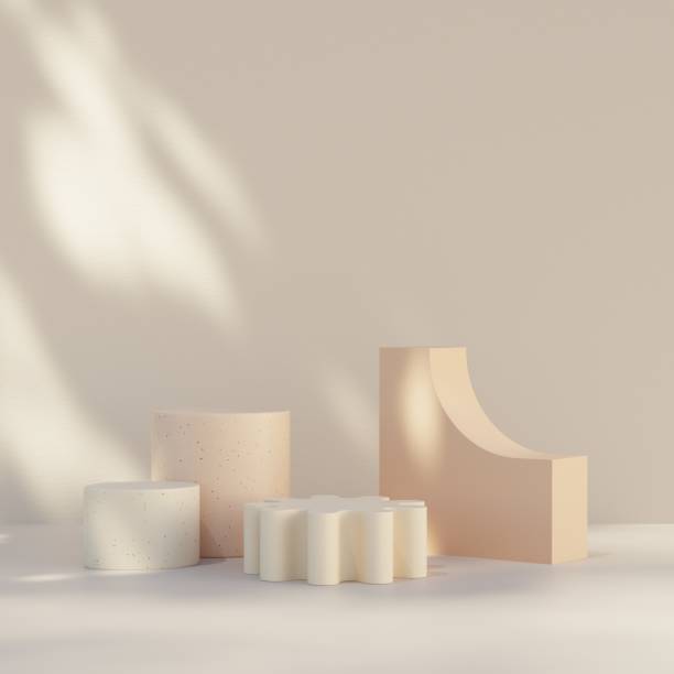 istock Minimal 3d render mockup of peach pink and terrazzo podium in square 2151051556