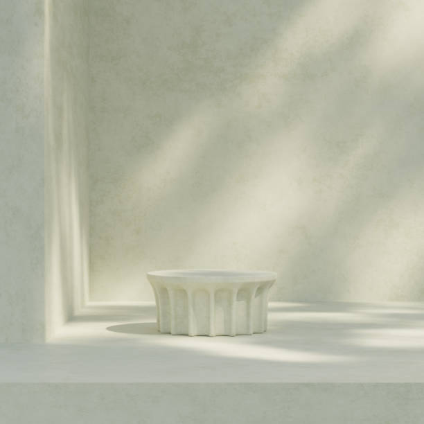 istock 3D rendering mockup of a concrete texture podium product against a white background in square 2151051681